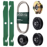 Wholesale Lawn Mower Parts -  UDC Parts Mower Kit / Belt 194346 + Pulley 127783 + Pulley 532194326 + Pulley 532194327 + Pulley 532196104 + 2 Pack Blades 138497 / Fits Husqvarna LT1597