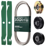  UDC Parts Mower Kit / Belt 194346 + Pulley 127783 + Pulley 532194327 + Pulley 532196104 + 2 Pack Blades 138497 / Fits Husqvarna LT1597