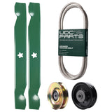 Products -  UDC Parts Mower Kit / Belt 194346 + Pulley 127783 + Pulley 532196104 + 2 Pack Blades 138497 / Fits Husqvarna LT1597