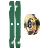  UDC Parts Mower Kit / Pulley 127783 + 2 Pack Blades 138497 / Fits Quality Farm & Country Q12538A Q12538B Q12538C