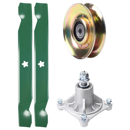 Products -  UDC Parts Mower Kit / Pulley 127783 + Spindle 532174356 + 2 Pack Blades 138497 / Fits Husqvarna LT1597