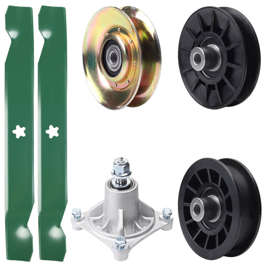Products -  UDC Parts Mower Kit / Pulley 127783 + Pulley 532194326 + Pulley 532194327 + Spindle 532174356 + 2 Pack Blades 138497 / Fits Husqvarna LT1597