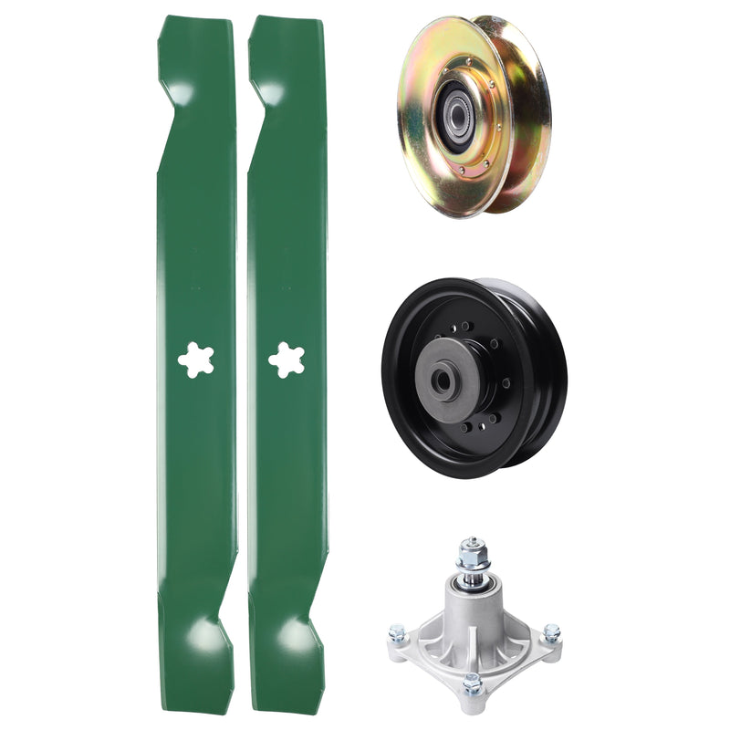 MOWER PARTS -  UDC Parts Mower Kit / Pulley 127783 + Pulley 532196104 + Spindle 532174356 + 2 Pack Blades 138497 / Fits Husqvarna LT1597