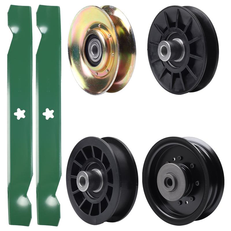  UDC Parts Mower Kit / Pulley 127783 + Pulley 532194326 + Pulley 532194327 + Pulley 532196104 + 2 Pack Blades 138497 / Fits Husqvarna LT1597