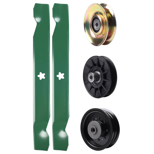 test -  UDC Parts Mower Kit / Pulley 127783 + Pulley 532194326 + Pulley 532196104 + 2 Pack Blades 138497 / Fits Husqvarna LT1597