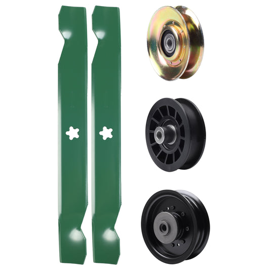 test -  UDC Parts Mower Kit / Pulley 127783 + Pulley 532194327 + Pulley 532196104 + 2 Pack Blades 138497 / Fits Husqvarna LT1597