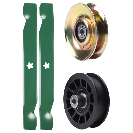 test -  UDC Parts Mower Kit / Pulley 127783 + Pulley 532194327 + 2 Pack Blades 138497 / Fits Poulan PO14538LT