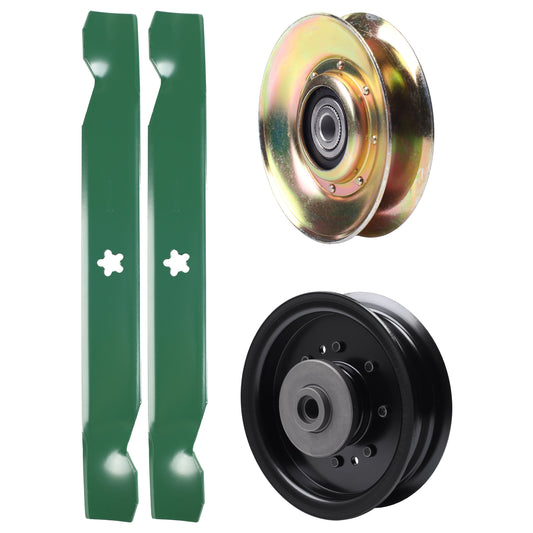 test -  UDC Parts Mower Kit / Pulley 127783 + Pulley 532196104 + 2 Pack Blades 138497 / Fits Husqvarna LT1597