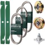 Bulk Lawn Mower Pulleys -  UDC Parts Mower Kit / Belt 140294 + Belt 174368 + Belt 180808 + Pulley 127783 + Pulley 173437 + Spindle 532174356 + 2 Pack Blades 138971 / Fits Jonsered LT2122A2