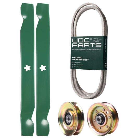 Products -  UDC Parts Mower Kit / Belt 180808 + Pulley 127783 + Pulley 173437 + 2 Pack Blades 138971 / Fits Jonsered LT2122A2