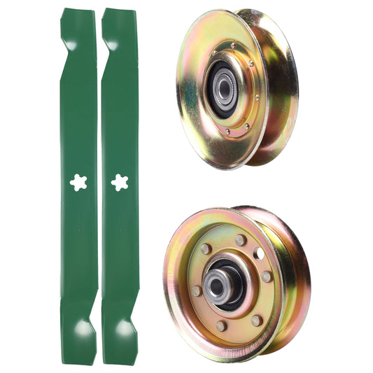 test -  UDC Parts Mower Kit / Pulley 127783 + Pulley 173437 + 2 Pack Blades 138971 / Fits Jonsered LT13 LT15 LT15A LT16 LT16A LT17A LT18A LT2115 LT2115A LT2116A LT2117A LT2118A LT2118A2 LT2120A2 LT2122A2