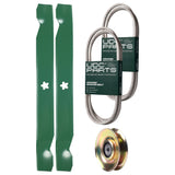  UDC Parts Mower Kit / Belt 130969 + Belt 140218 + Pulley 127783 + 2 Pack Blades 138971 / Fits Husqvarna LTH152 LTH1842 YTH150 YTH1542 XP YTH180 YTH20B42T