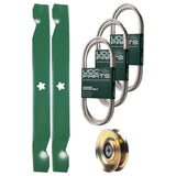 Products -  UDC Parts Mower Kit / Belt 140218 + Belt 144200 + Belt 144959 + Pulley 127783 + 2 Pack Blades 138971 / Fits Husqvarna YTH150 YTH180