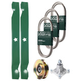 Wholesale Lawn Mower Parts -  UDC Parts Mower Kit / Belt 140294 + Belt 174368 + Belt 180808 + Pulley 127783 + Spindle 532174356 + 2 Pack Blades 138971 / Fits Jonsered LT2122A2
