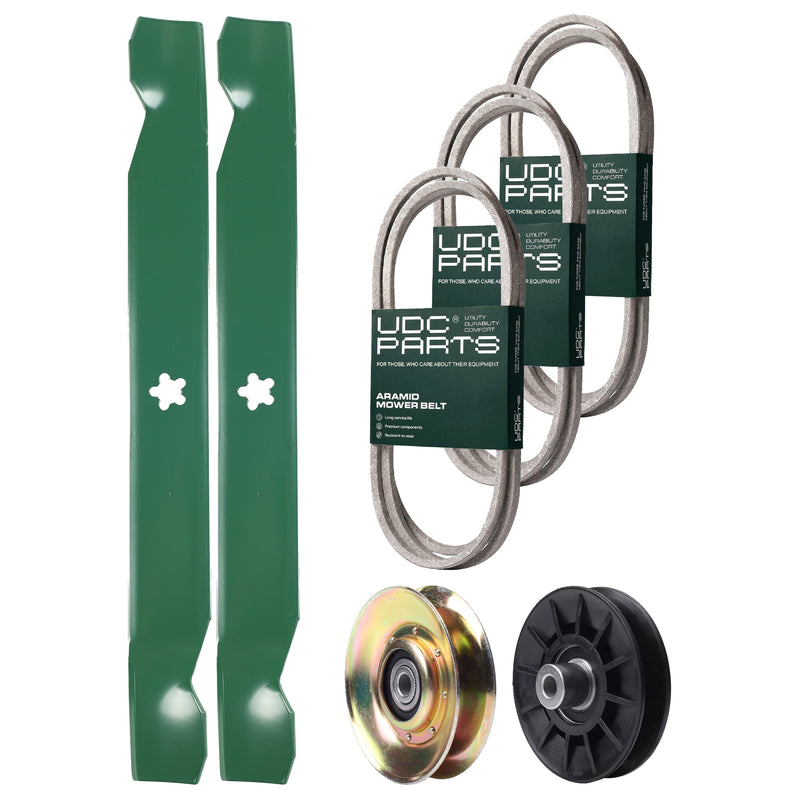 Products -  UDC Parts Mower Kit / Belt 532194346 + Belt 138255 + Belt 197253 + Pulley 127783 + Pulley 532194326 + 2 Pack Blades 138971 / Fits Husqvarna LT152