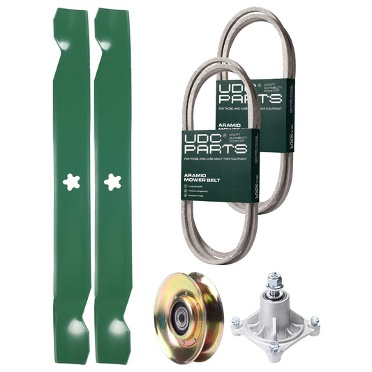 Products -  UDC Parts Mower Kit / Belt 140294 + Belt 144959 + Pulley 127783 + Spindle 532174356 + 2 Pack Blades 138971 / Fits Husqvarna LTH1542 YTH130