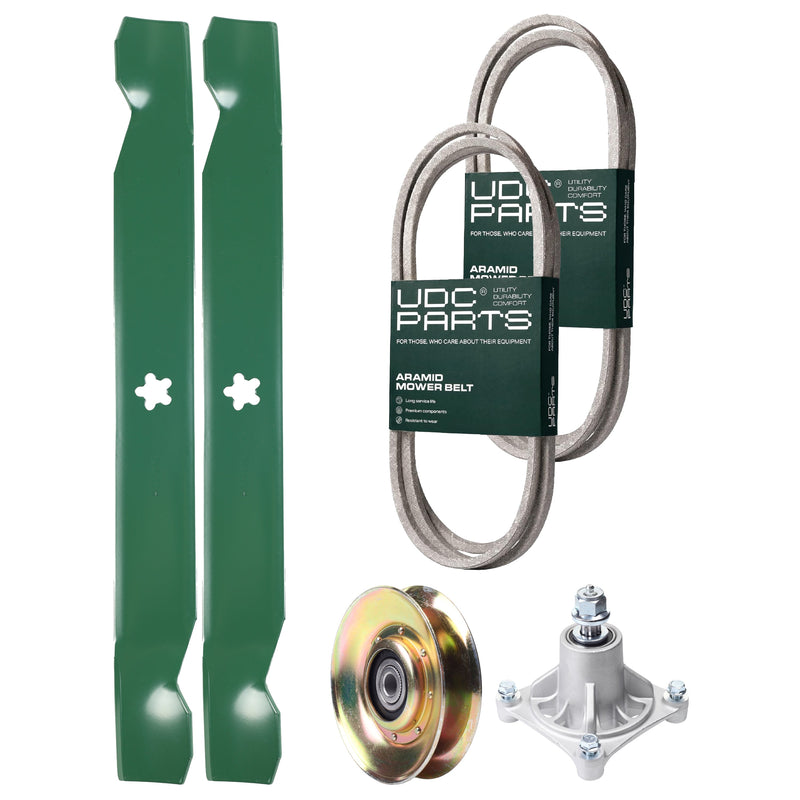 Products -  UDC Parts Mower Kit / Belt 140294 + Belt 180808 + Pulley 127783 + Spindle 532174356 + 2 Pack Blades 138971 / Fits Jonsered LT2122A2