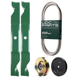  UDC Parts Mower Kit / Belt 405143 + Pulley 127783 + Pulley 195945 + 2 Pack Blades 405380 / Fits Husqvarna TS146X