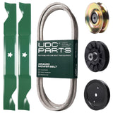 Products -  UDC Parts Mower Kit / Belt 405143 + Pulley 127783 + Pulley 195945 + Pulley 532194326 + 2 Pack Blades 405380 / Fits Husqvarna TS146X