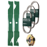 Products -  UDC Parts Mower Kit / Belt 130969 + Belt 140294 + Belt 405143 + Pulley 127783 + 2 Pack Blades 405380 / Fits Husqvarna YTH200