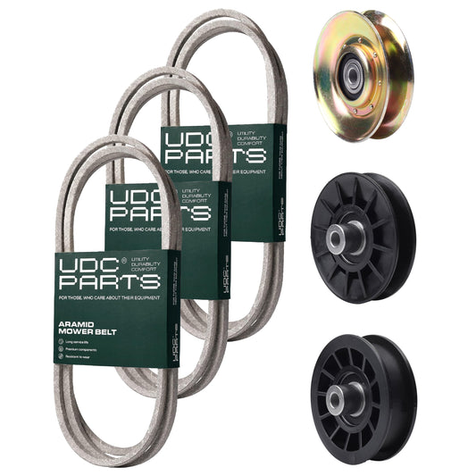 Wholesale Lawn Mower Parts -  UDC Parts Mower Kit / Belt 130969 + Belt 138255 + Belt 140218 + Pulley 127783 + Pulley 532194326 + Pulley 532194327 / Fits Husqvarna LTH151