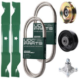 Wholesale Lawn Mower Parts -  UDC Parts Mower Kit / Belt 138255 + Belt 194346 + Pulley 127783 + Pulley 532196104 + Spindle 532174356 + 2 Pack Blades 405380 / Fits Husqvarna LT1597