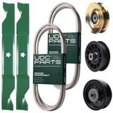 Wholesale Lawn Mower Parts -  UDC Parts Mower Kit / Belt 138255 + Belt 194346 + Pulley 127783 + Pulley 532194327 + Pulley 532196104 + 2 Pack Blades 405380 / Fits Husqvarna LT1597