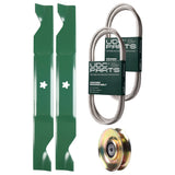  UDC Parts Mower Kit / Belt 130969 + Belt 140294 + Pulley 127783 + 2 Pack Blades 405380 / Fits Husqvarna YTH200
