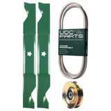 Products -  UDC Parts Mower Kit / Belt 194346 + Pulley 127783 + 2 Pack Blades 405380 / Fits Husqvarna LT1597