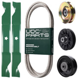 Products -  UDC Parts Mower Kit / Belt 138255 + Pulley 127783 + Pulley 532194326 + Pulley 532196104 + 2 Pack Blades 405380 / Fits Husqvarna LT1597