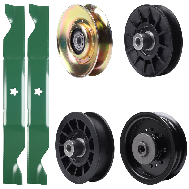  UDC Parts Mower Kit / Pulley 127783 + Pulley 532194326 + Pulley 532194327 + Pulley 532196104 + 2 Pack Blades 405380 / Fits Husqvarna LT1597