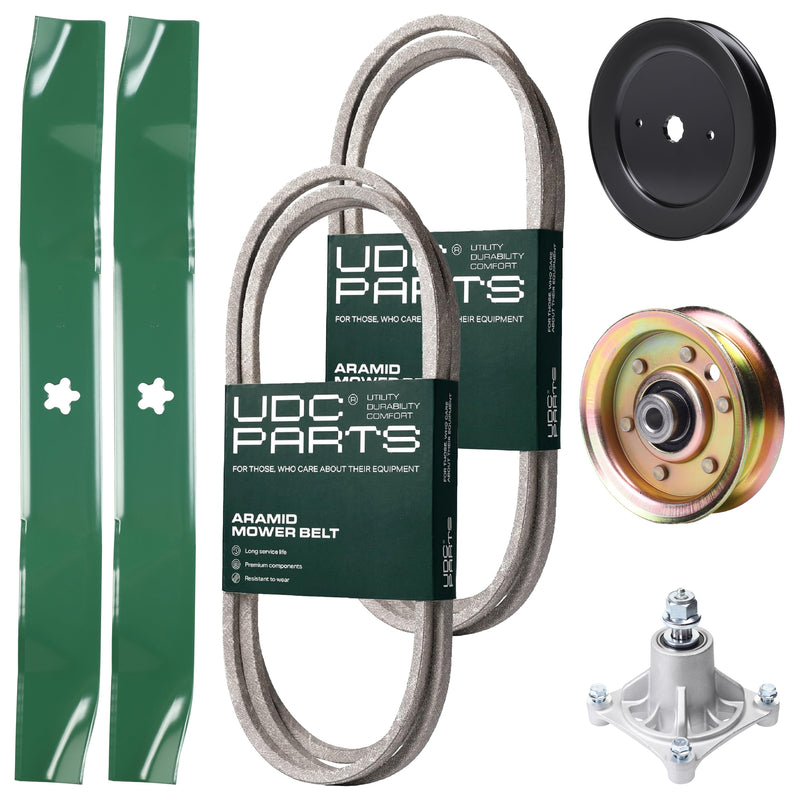 Wholesale Lawn Mower Parts -  UDC Parts Mower Kit / Belt 140294 + Belt 144959 + Pulley 129861 + Pulley 173437 + Spindle 532174356 + 2 Pack Blades 134149 / Fits Husqvarna LTH1542 YTH130