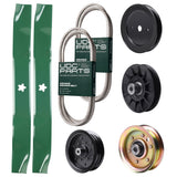 Bulk Lawn Mower Pulleys -  UDC Parts Mower Kit / Belt 140218 + Belt 144959 + Pulley 129861 + Pulley 532194326 + Pulley 532196106 + Pulley 173437 + 2 Pack Blades 134149 / Fits Husqvarna YTH2042 XP