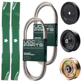 Products -  UDC Parts Mower Kit / Belt 140218 + Belt 144959 + Pulley 129861 + Pulley 532196106 + Pulley 173437 + 2 Pack Blades 134149 / Fits Husqvarna YTH2042 XP