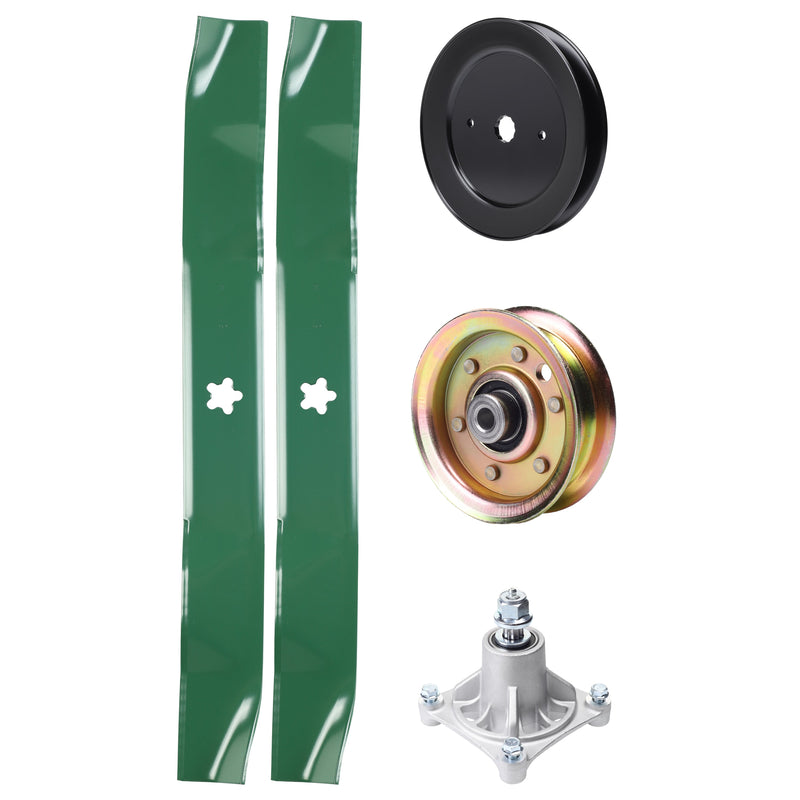 Products -  UDC Parts Mower Kit / Pulley 129861 + Pulley 173437 + Spindle 532174356 + 2 Pack Blades 134149 / Fits Jonsered LT2122A2
