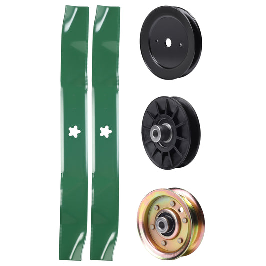 test -  UDC Parts Mower Kit / Pulley 129861 + Pulley 532194326 + Pulley 173437 + 2 Pack Blades 134149 / Fits Husqvarna YTH2042 XP