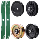  UDC Parts Mower Kit / Pulley 129861 + Pulley 532194326 + Pulley 532196106 + Pulley 173437 + 2 Pack Blades 134149 / Fits Husqvarna YTH2042 XP