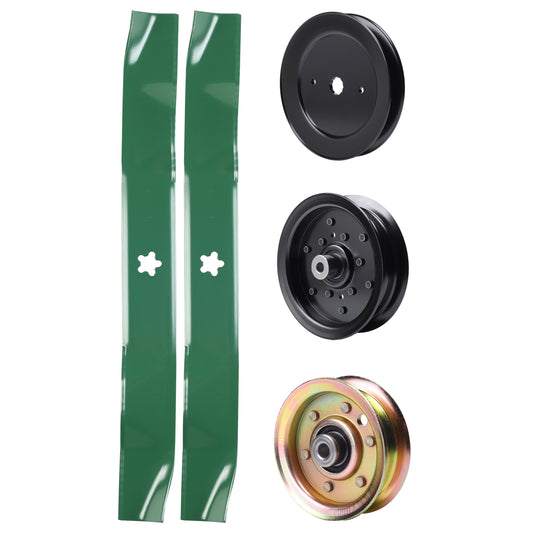 test -  UDC Parts Mower Kit / Pulley 129861 + Pulley 532196106 + Pulley 173437 + 2 Pack Blades 134149 / Fits Husqvarna YTH2042 XP