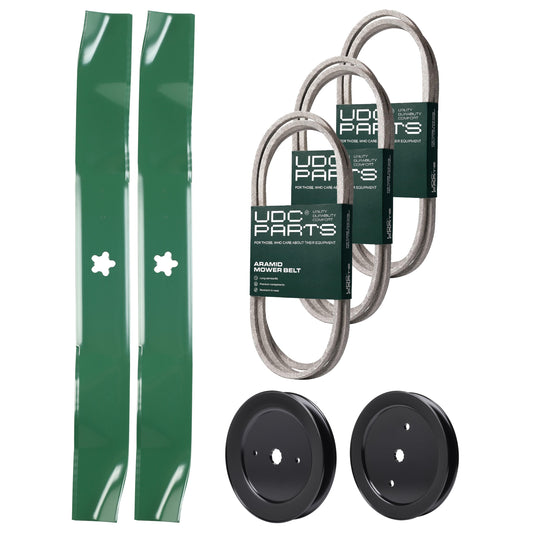 Wholesale Lawn Mower Parts -  UDC Parts Mower Kit / Belt 140294 + Belt 144959 + Belt 197253 + Pulley 129861 + Pulley 195945 + 2 Pack Blades 134149 / Fits Poulan Pro PK20H42YT