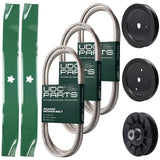 Bulk Lawn Mower Pulleys -  UDC Parts Mower Kit / Belt 130969 + Belt 144959 + Belt 197253 + Pulley 129861 + Pulley 195945 + Pulley 532194326 + 2 Pack Blades 134149 / Fits Husqvarna TS142