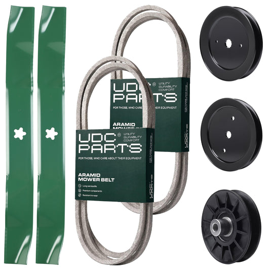 Products -  UDC Parts Mower Kit / Belt 130969 + Belt 140218 + Pulley 129861 + Pulley 195945 + Pulley 532194326 + 2 Pack Blades 134149 / Fits Jonsered LT2218A