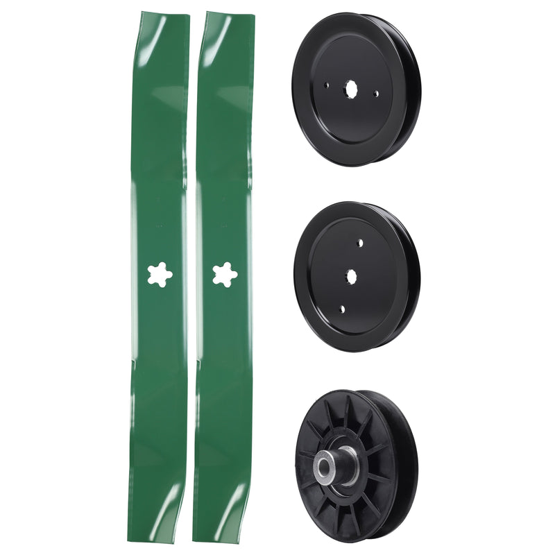 test -  UDC Parts Mower Kit / Pulley 129861 + Pulley 195945 + Pulley 532194326 + 2 Pack Blades 134149 / Fits Jonsered LT2218A