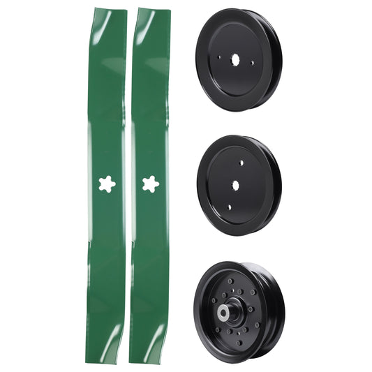 test -  UDC Parts Mower Kit / Pulley 129861 + Pulley 195945 + Pulley 532196106 + 2 Pack Blades 134149 / Fits Husqvarna RZ4219