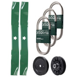 Wholesale Lawn Mower Parts -  UDC Parts Mower Kit / Belt 130969 + Belt 144959 + Belt 197253 + Pulley 129861 + Pulley 532194326 + 2 Pack Blades 134149 / Fits Husqvarna TS142