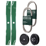 Products -  UDC Parts Mower Kit / Belt 138255 + Belt 197253 + Pulley 129861 + Pulley 532194326 + 2 Pack Blades 134149 / Fits Husqvarna LT152