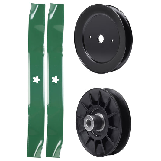 test -  UDC Parts Mower Kit / Pulley 129861 + Pulley 532194326 + 2 Pack Blades 134149 / Fits Husqvarna 2042LS LOYTH20F42T LT152 LTH174 LTH2142 LTH2142D LTH2142DR TS142 TS142T TS142TX TS142TXD TS242 TS242D