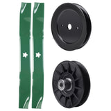 test -  UDC Parts Mower Kit / Pulley 129861 + Pulley 532194326 + 2 Pack Blades 134149 / Fits Husqvarna 2042LS LOYTH20F42T LT152 LTH174 LTH2142 LTH2142D LTH2142DR TS142 TS142T TS142TX TS142TXD TS242 TS242D