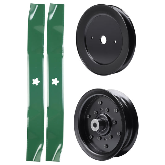 test -  UDC Parts Mower Kit / Pulley 129861 + Pulley 532196106 + 2 Pack Blades 134149 / Fits RedMax YT1842
