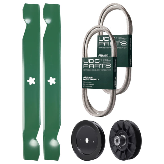 Products -  UDC Parts Mower Kit / Belt 138255 + Belt 197253 + Pulley 129861 + Pulley 532194326 + 2 Pack Blades 138497 / Fits Husqvarna LT152