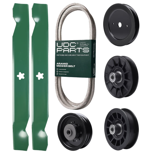 Products -  UDC Parts Mower Kit / Belt 130969 + Pulley 532129861 + Pulley 532194326 + Pulley 532194327 + Pulley 532196104 + 2 Pack Blades 138497 / Fits Husqvarna YTH22V42LS